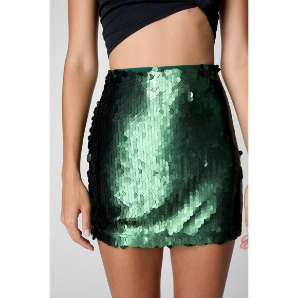NastyGal Disc Sequin Micro Mini Skirt NEW - Picture 1 of 8